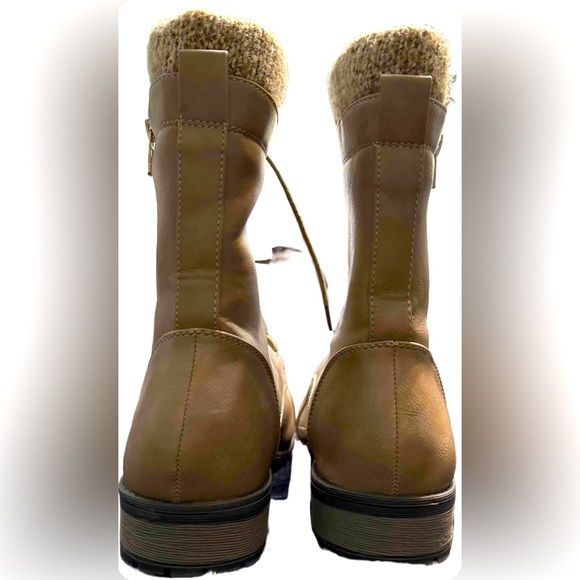 Forever Link Women's Size 8.5 Light Brown Quilted Zipper Accent Riding Boots - Picture 6 of 8